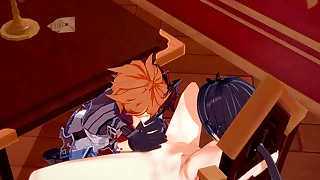 Genshin Impact Yaoi - Zhongli x Tartaglia Hardsex - Coward crossdress Japanese Asian Manga Anime Game Porn Detached