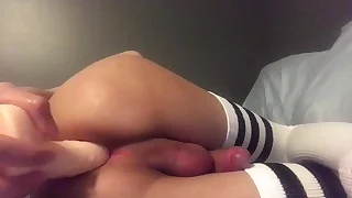 Milquetoast femboy slut plays to dildo