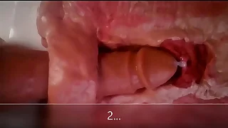 Lock & internal view for anal dildo fucking
